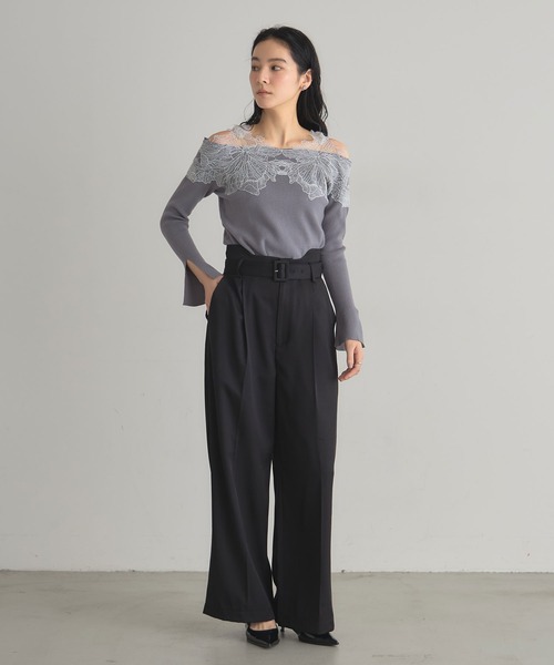 &. NOSTALGIA（アンドドットノスタルジア）の「カーブウエストパンツ（その他パンツ・レディース・アイボリー/ブラック・M）」の10枚目の写真