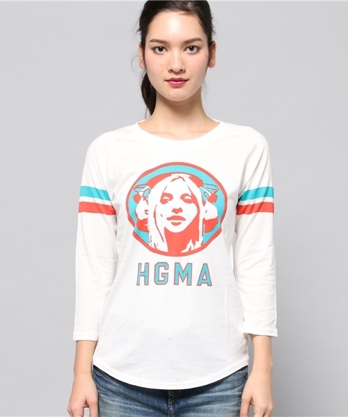 HYSTERIC GLAMOUR(ヒステリックグラマー)の「HGMA SPORTS pt 七分袖T-SH(Tシャツ/カットソー・レディース・ホワイト/イエロー/ネイビー・FREE)」の4枚目の写真