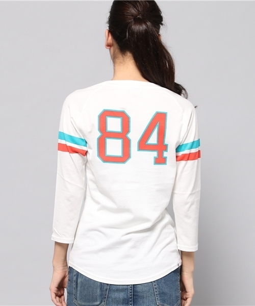 HYSTERIC GLAMOUR(ヒステリックグラマー)の「HGMA SPORTS pt 七分袖T-SH(Tシャツ/カットソー・レディース・ホワイト/イエロー/ネイビー・FREE)」の6枚目の写真