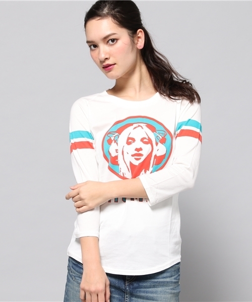 HYSTERIC GLAMOUR(ヒステリックグラマー)の「HGMA SPORTS pt 七分袖T-SH(Tシャツ/カットソー・レディース・ホワイト/イエロー/ネイビー・FREE)」の10枚目の写真