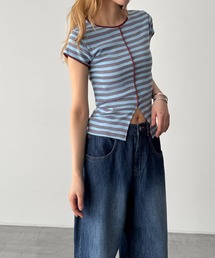 CANAL JEAN | Miller パネルリブスリットTシャツ(Tシャツ/カットソー)