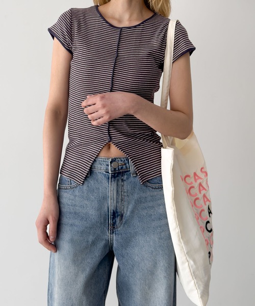 CANAL JEAN(キャナルジーン)の「Miller パネルリブスリットTシャツ(Tシャツ/カットソー・レディース・ブラック/マルチ/レッド系その他/ブルー/グリーン系その他/ブラック系その他・ONE SIZE)」の6枚目の写真