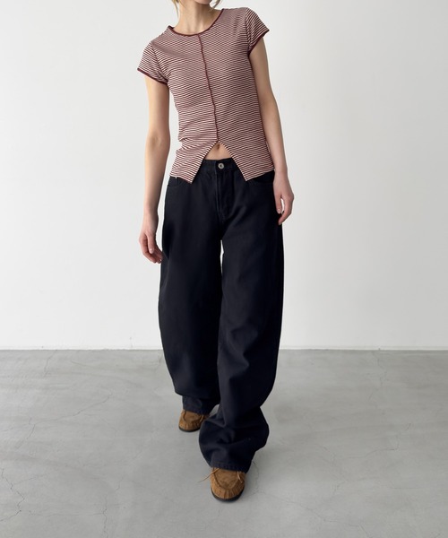 CANAL JEAN(キャナルジーン)の「Miller パネルリブスリットTシャツ(Tシャツ/カットソー・レディース・ブラック/マルチ/レッド系その他/ブルー/グリーン系その他/ブラック系その他・ONE SIZE)」の8枚目の写真