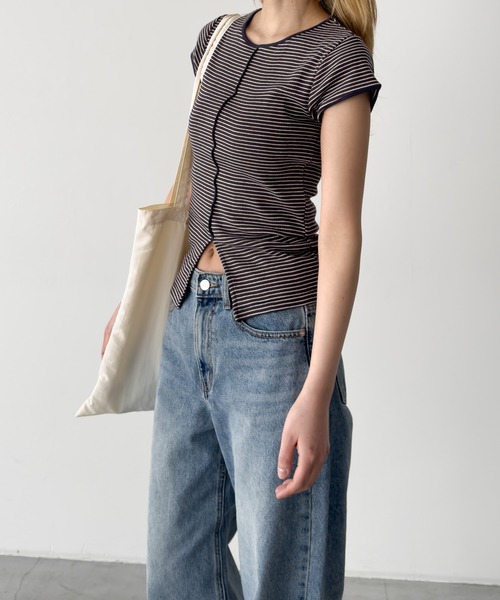 CANAL JEAN(キャナルジーン)の「Miller パネルリブスリットTシャツ(Tシャツ/カットソー・レディース・ブラック/マルチ/レッド系その他/ブルー/グリーン系その他/ブラック系その他・ONE SIZE)」の11枚目の写真