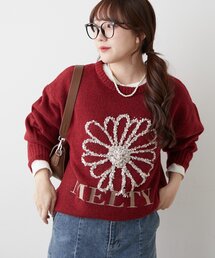 continuer de NICE CLAUP | ブラシヤーンお花ジャガードニット(ニット/セーター)