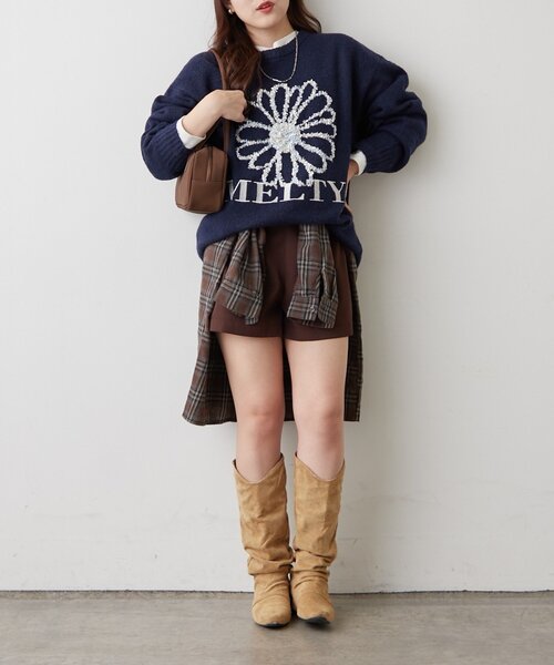 continuer de NICE CLAUP（コンティニューデナイスクラップ）の「ブラシヤーンお花ジャガードニット（ニット/セーター・レディース・アイボリー/ボルドー/ネイビー/グレー・FREE）」の22枚目の写真