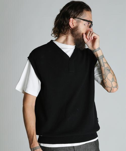 schott（ショット）の「Schott/ショット/B.S. KNIT VEST/ブラックシープ ニットベスト（ベスト・メンズ・ブラック・M）」の3枚目の写真