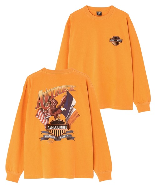 AVIREX(アヴィレックス)の「EAGLE L/S T-SHIRT / イーグル 長袖Tシャツ / AVIREX / アヴィレックス(Tシャツ/カットソー・メンズ・チャコールグレー/ホワイト系2/オレンジ・XL/M/2XL/L)」の3枚目の写真