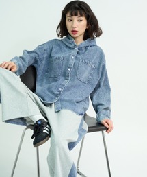 A.D.C.L.（エーディーシーエル）の「フーデッド デニム ビッグシャツ（シャツ/ブラウス）」