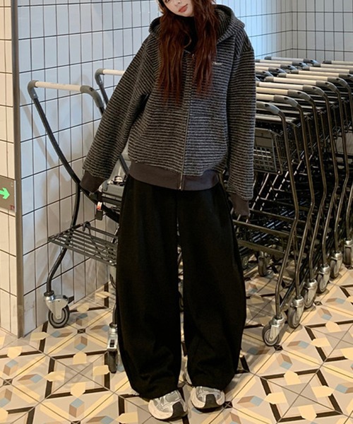 WEGO(ウィゴー)の「WEGO/【26SS新作】バレルレッグスウェットパンツ(スウェットパンツ・レディース・杢グレー/ブラック/ベージュ・MEDIUM/LARGE)」の9枚目の写真