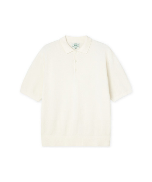 BRUMAN(ブルーマン)の「Knitted Cotton Polo Shirt (Ecru)(ポロシャツ・メンズ・その他・MEDIUM/LARGE)」の1枚目の写真