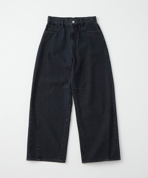 MONO-MART（モノマート）の「【anyway.シリーズ】立体カーブ バレルレッグ ワイドデニム（速乾）〈セットアップ対応〉（デニムパンツ・レディース・ブラック/サックスブルー/ブルー/ブラウン/ブルー系/インディゴブルー・S/M/L/XL）」の22枚目の写真