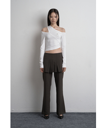 SHIRRING UNBALANCED LONG SLEEVE WHITE