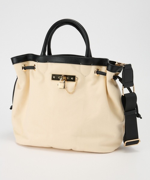 BABYLONE（バビロン）の「パイピングトート（ハンドバッグ・レディース・ホワイト/ベージュ・フリー）」の6枚目の写真