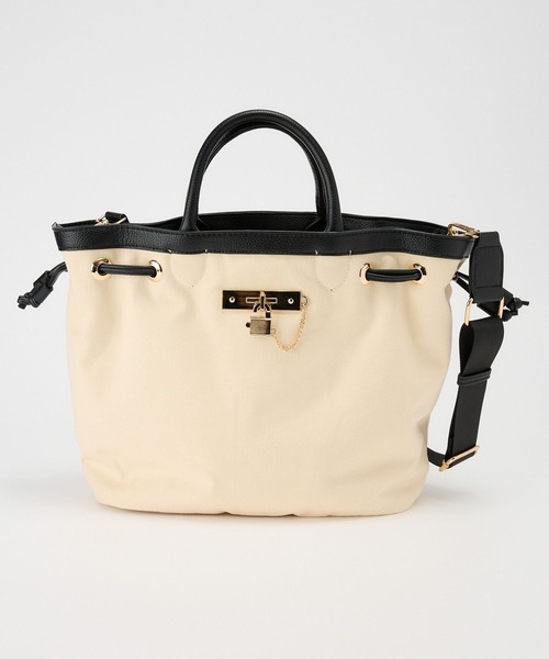 BABYLONE（バビロン）の「パイピングトート（ハンドバッグ・レディース・ホワイト/ベージュ・フリー）」の7枚目の写真