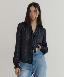 Silken Scarf Blouse (dot black)