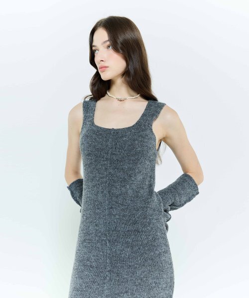 L6 MAXI KNIT DRESS SET(CHARCOAL)