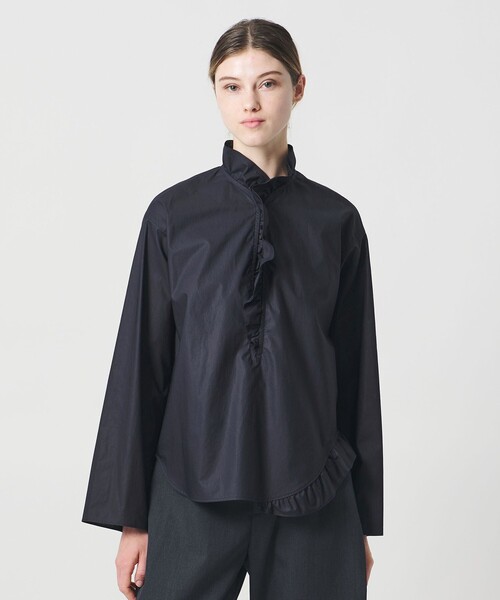 LOEFF（ロエフ）の「＜LOEFF＞コットン ブロード フリル スキッパー シャツ（シャツ/ブラウス・レディース・ライラック/ホワイト/ネイビー・0/1）」の2枚目の写真