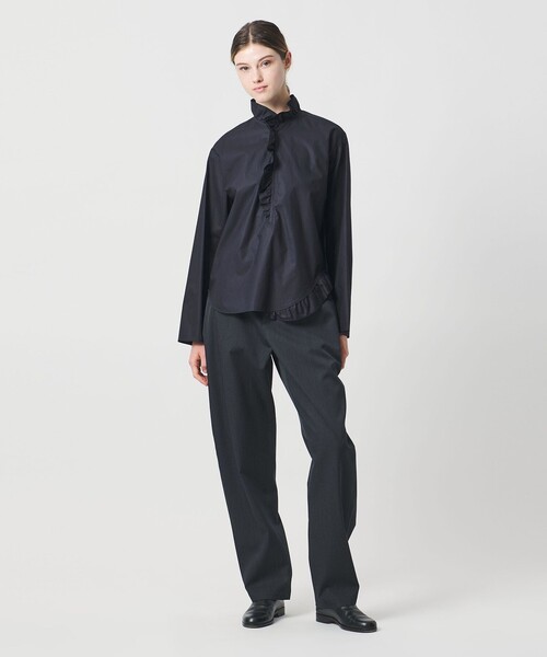 LOEFF（ロエフ）の「＜LOEFF＞コットン ブロード フリル スキッパー シャツ（シャツ/ブラウス・レディース・ライラック/ホワイト/ネイビー・0/1）」の9枚目の写真