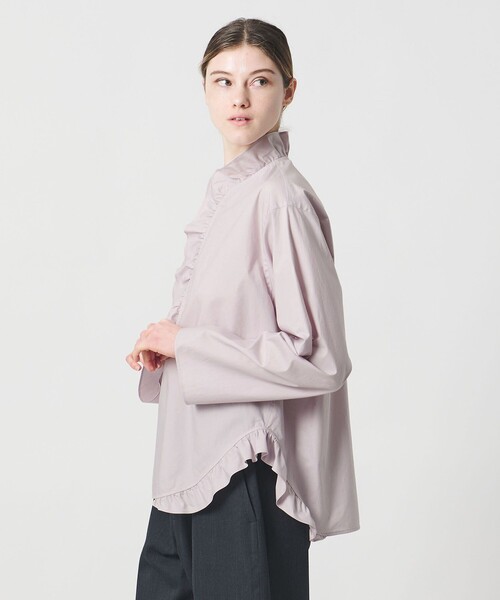 LOEFF（ロエフ）の「＜LOEFF＞コットン ブロード フリル スキッパー シャツ（シャツ/ブラウス・レディース・ライラック/ホワイト/ネイビー・0/1）」の10枚目の写真