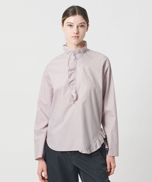 LOEFF（ロエフ）の「＜LOEFF＞コットン ブロード フリル スキッパー シャツ（シャツ/ブラウス・レディース・ライラック/ホワイト/ネイビー・0/1）」の11枚目の写真