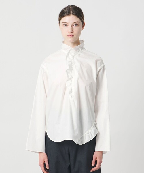 LOEFF（ロエフ）の「＜LOEFF＞コットン ブロード フリル スキッパー シャツ（シャツ/ブラウス・レディース・ライラック/ホワイト/ネイビー・0/1）」の13枚目の写真