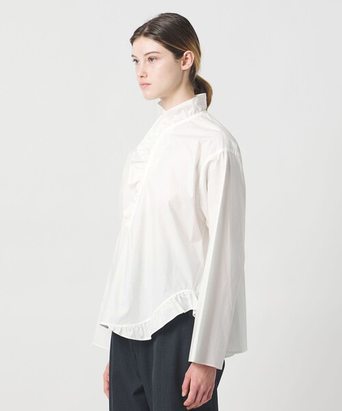 LOEFF（ロエフ）の「＜LOEFF＞コットン ブロード フリル スキッパー シャツ（シャツ/ブラウス・レディース・ライラック/ホワイト/ネイビー・0/1）」の14枚目の写真