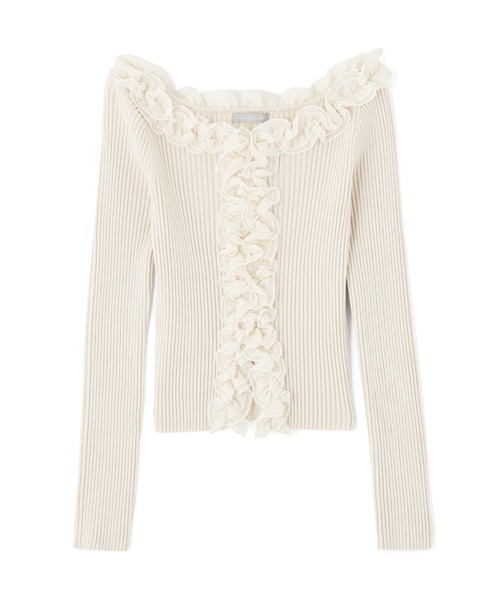 JILL by JILL STUART（ジルバイジルスチュアート）の「フリルトリムニット（ニット/セーター・レディース・ブラック系その他/ピンク/ホワイト・FREE）」の5枚目の写真