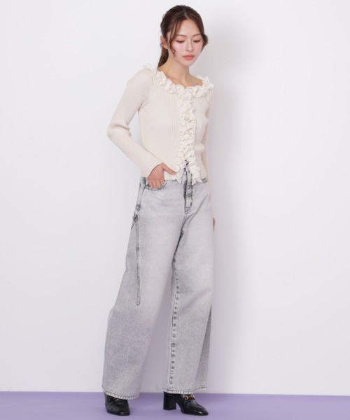 JILL by JILL STUART（ジルバイジルスチュアート）の「フリルトリムニット（ニット/セーター・レディース・ブラック系その他/ピンク/ホワイト・FREE）」の17枚目の写真