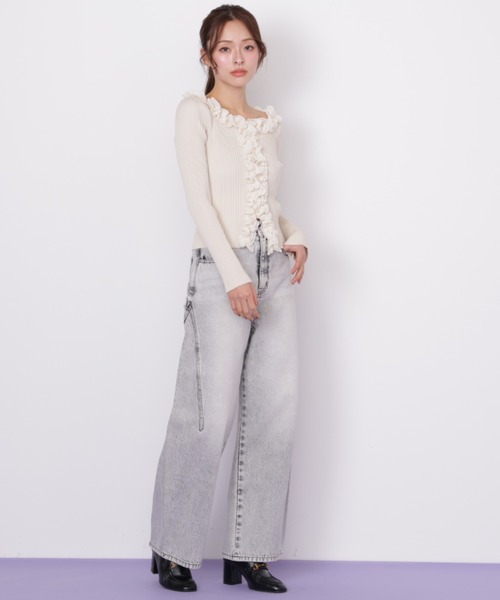 JILL by JILL STUART（ジルバイジルスチュアート）の「フリルトリムニット（ニット/セーター・レディース・ブラック系その他/ピンク/ホワイト・FREE）」の16枚目の写真