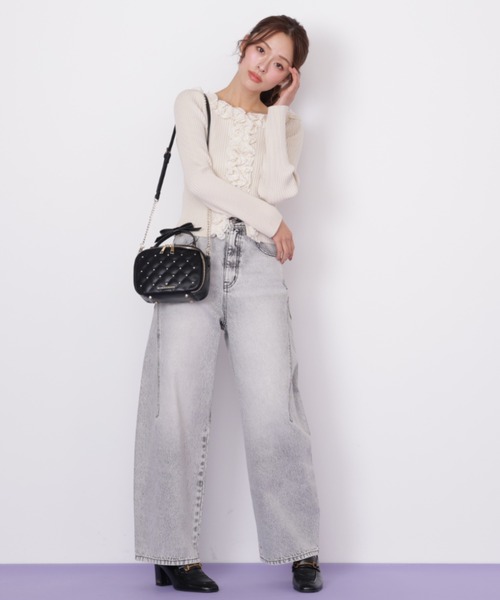 JILL by JILL STUART（ジルバイジルスチュアート）の「フリルトリムニット（ニット/セーター・レディース・ブラック系その他/ピンク/ホワイト・FREE）」の19枚目の写真