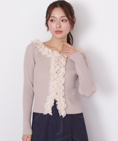 JILL by JILL STUART（ジルバイジルスチュアート）の「フリルトリムニット（ニット/セーター・レディース・ブラック系その他/ピンク/ホワイト・FREE）」の20枚目の写真