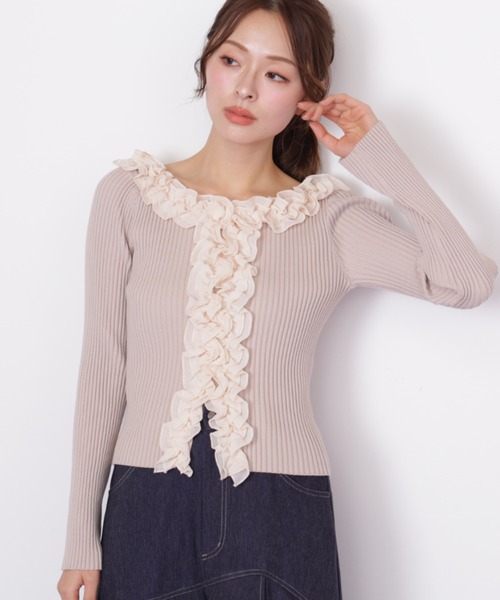 JILL by JILL STUART（ジルバイジルスチュアート）の「フリルトリムニット（ニット/セーター・レディース・ブラック系その他/ピンク/ホワイト・FREE）」の21枚目の写真