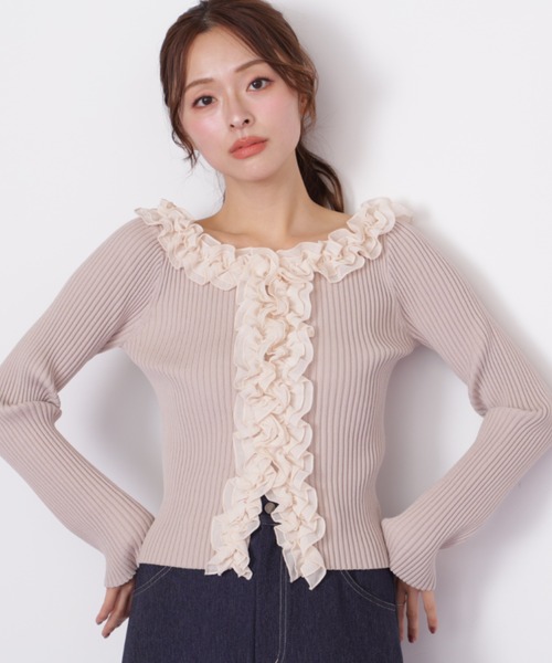 JILL by JILL STUART（ジルバイジルスチュアート）の「フリルトリムニット（ニット/セーター・レディース・ブラック系その他/ピンク/ホワイト・FREE）」の22枚目の写真