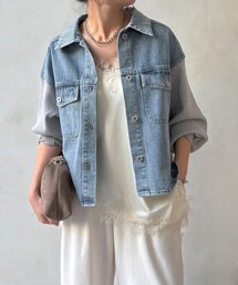 DouDou（ドゥドゥ）の「【WEB限定】袖ニットデニムジャケット（その他アウター）」