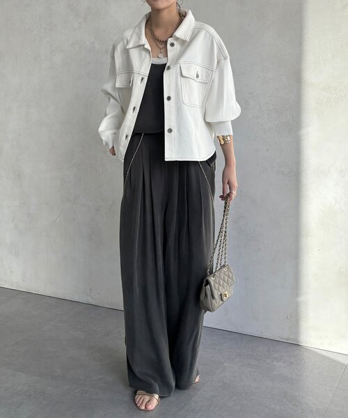 DouDou（ドゥドゥ）の「【WEB限定】袖ニットデニムジャケット（その他アウター・レディース・オフホワイト/サックスブルー・FREE）」の16枚目の写真