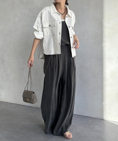 DouDou（ドゥドゥ）の「【WEB限定】袖ニットデニムジャケット（その他アウター・レディース・オフホワイト/サックスブルー・FREE）」の17枚目の写真