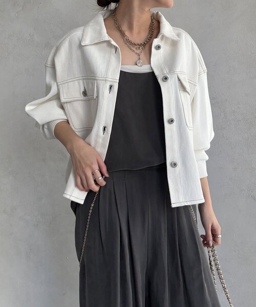 DouDou（ドゥドゥ）の「【WEB限定】袖ニットデニムジャケット（その他アウター・レディース・オフホワイト/サックスブルー・FREE）」の20枚目の写真