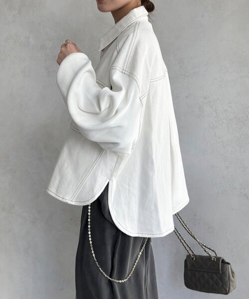 DouDou（ドゥドゥ）の「【WEB限定】袖ニットデニムジャケット（その他アウター・レディース・オフホワイト/サックスブルー・FREE）」の21枚目の写真