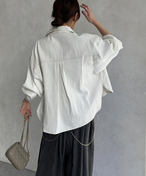 DouDou（ドゥドゥ）の「【WEB限定】袖ニットデニムジャケット（その他アウター・レディース・オフホワイト/サックスブルー・FREE）」の22枚目の写真