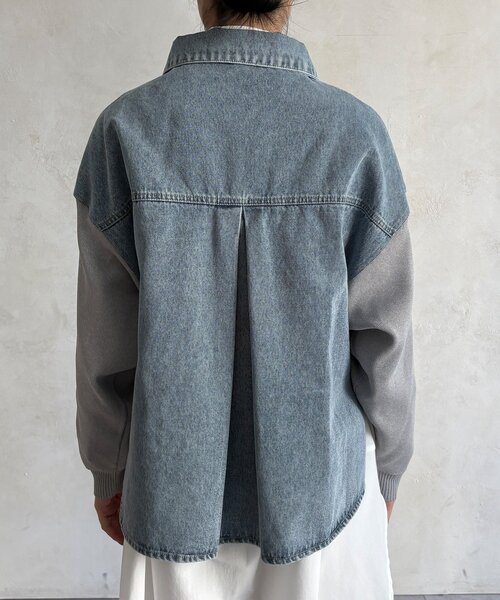 DouDou（ドゥドゥ）の「【WEB限定】袖ニットデニムジャケット（その他アウター・レディース・オフホワイト/サックスブルー・FREE）」の6枚目の写真