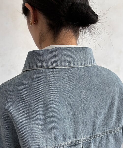 DouDou（ドゥドゥ）の「【WEB限定】袖ニットデニムジャケット（その他アウター・レディース・オフホワイト/サックスブルー・FREE）」の8枚目の写真