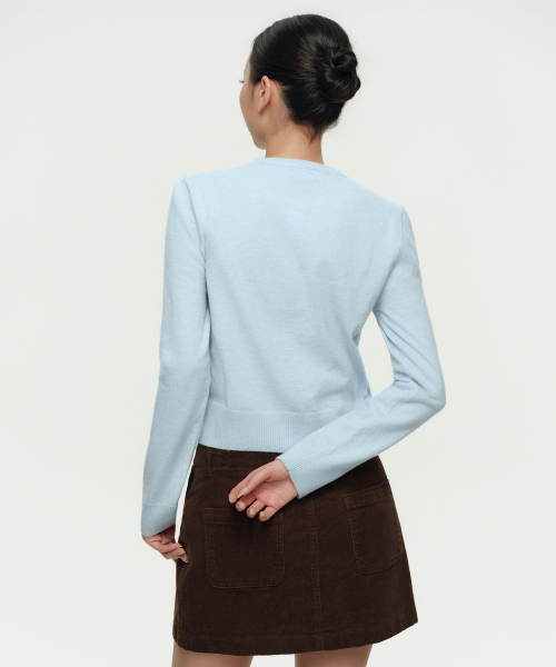 MUSINSA STANDARD WOMAN（ムシンサスタンダードウーマン）の「ウィメンズエッセンシャルラウンドネックカーディガン[パステルブルー]（カーディガン/ボレロ・レディース・その他・X-SMALL/MEDIUM/LARGE/SMALL）」の3枚目の写真