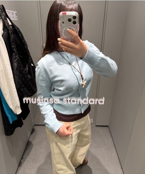 MUSINSA STANDARD WOMAN（ムシンサスタンダードウーマン）の「ウィメンズエッセンシャルラウンドネックカーディガン[パステルブルー]（カーディガン/ボレロ・レディース・その他・X-SMALL/MEDIUM/LARGE/SMALL）」の5枚目の写真