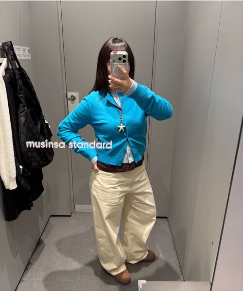 MUSINSA STANDARD WOMAN（ムシンサスタンダードウーマン）の「ウィメンズエッセンシャルラウンドネックカーディガン[パステルブルー]（カーディガン/ボレロ・レディース・その他・X-SMALL/MEDIUM/LARGE/SMALL）」の6枚目の写真
