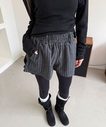 ウールライク ストライプ ショートパンツ