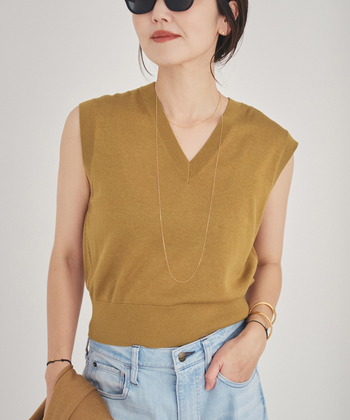 plage(プラージュ)の「Compact Knit ベスト(ベスト・レディース・チャコールグレー/キャメル・FREE)」の2枚目の写真