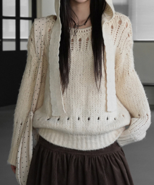 VIVID LADY(ビビッドレディー)の「ボートネック ニットプルオーバー ワンショルダー(ニット/セーター・レディース・クリーム/グレー/ピンク・FREE)」の3枚目の写真