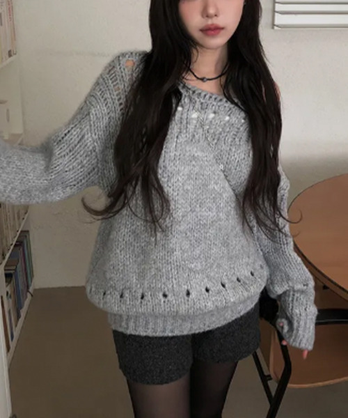 VIVID LADY(ビビッドレディー)の「ボートネック ニットプルオーバー ワンショルダー(ニット/セーター・レディース・クリーム/グレー/ピンク・FREE)」の21枚目の写真