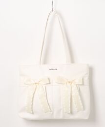 SecretDoor（シークレットドア）の「［Secret Door シークレットドア］500mlペットボトル・A4収納可！サテンリボン 合皮レザー トートバッグ（トートバッグ）」